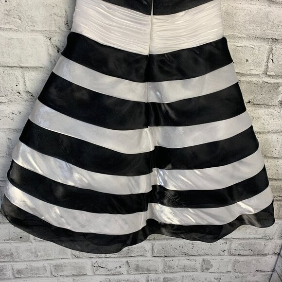 Xcite Impressions Striped Sleeveless Fit & Flair Tulle Formal Mini Dress - Picture 8 of 16